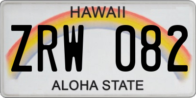 HI license plate ZRW082