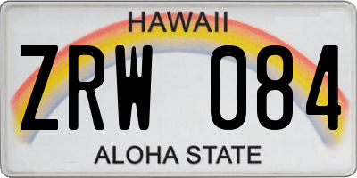 HI license plate ZRW084