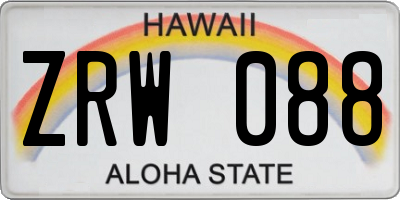 HI license plate ZRW088
