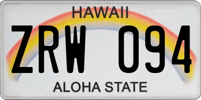 HI license plate ZRW094