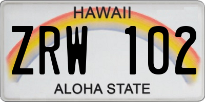 HI license plate ZRW102