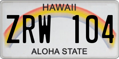 HI license plate ZRW104