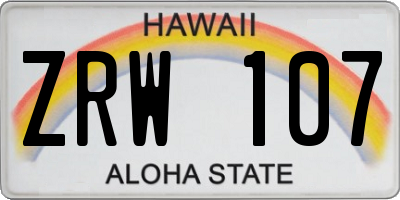 HI license plate ZRW107
