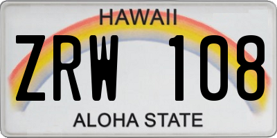 HI license plate ZRW108
