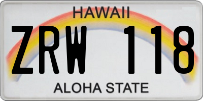 HI license plate ZRW118