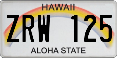 HI license plate ZRW125