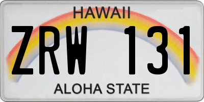 HI license plate ZRW131