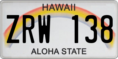 HI license plate ZRW138