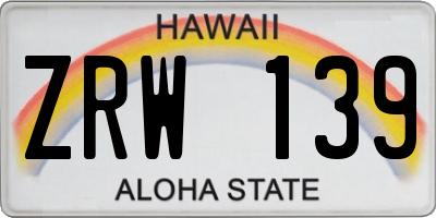 HI license plate ZRW139