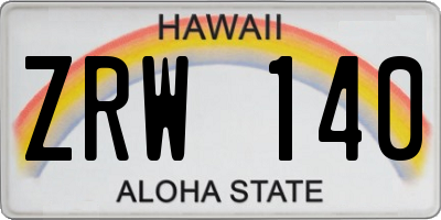 HI license plate ZRW140