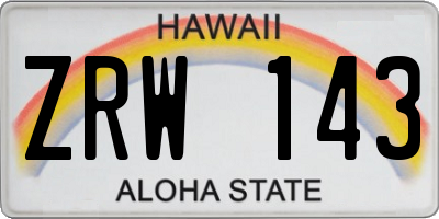 HI license plate ZRW143