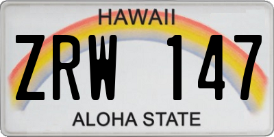HI license plate ZRW147