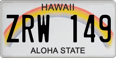 HI license plate ZRW149
