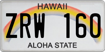 HI license plate ZRW160