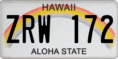 HI license plate ZRW172