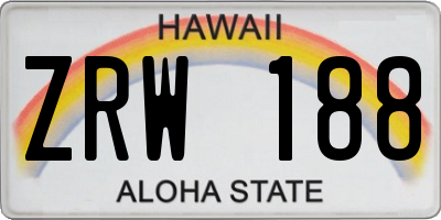 HI license plate ZRW188