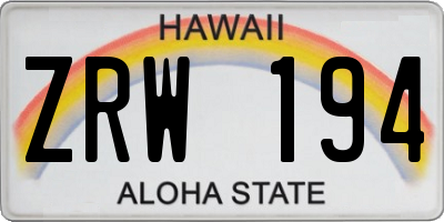 HI license plate ZRW194