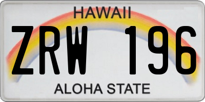HI license plate ZRW196