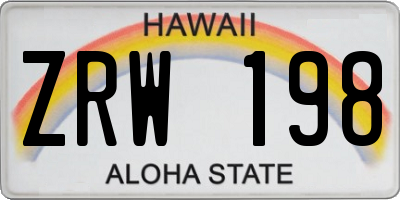 HI license plate ZRW198