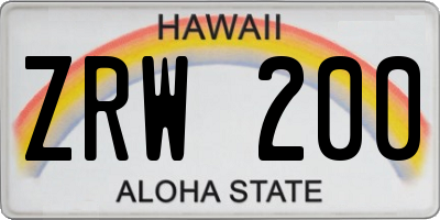 HI license plate ZRW200