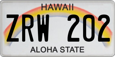 HI license plate ZRW202