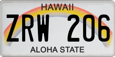 HI license plate ZRW206