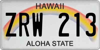 HI license plate ZRW213