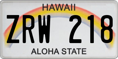 HI license plate ZRW218