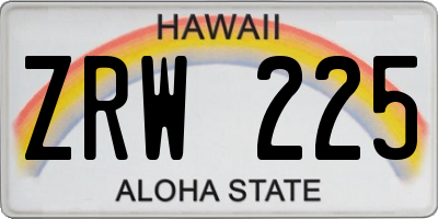 HI license plate ZRW225
