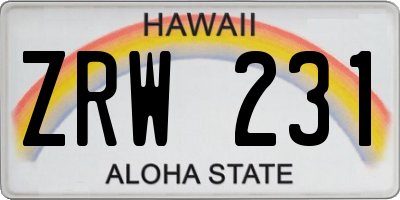 HI license plate ZRW231
