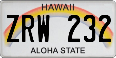 HI license plate ZRW232