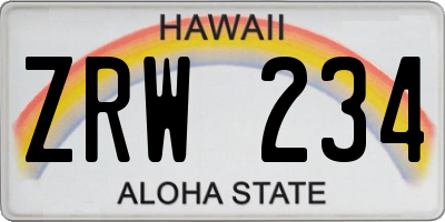 HI license plate ZRW234