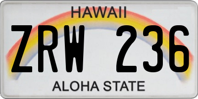 HI license plate ZRW236