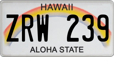 HI license plate ZRW239