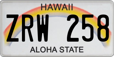 HI license plate ZRW258