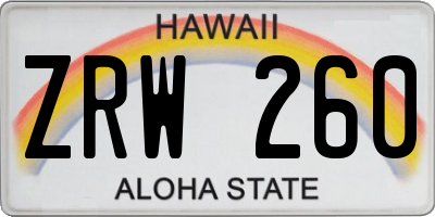 HI license plate ZRW260