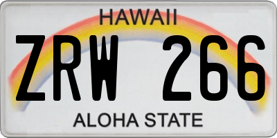 HI license plate ZRW266