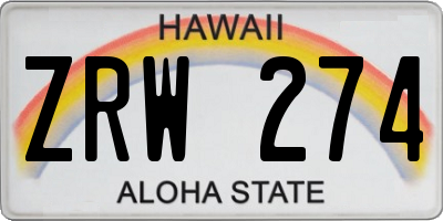 HI license plate ZRW274