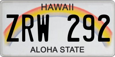 HI license plate ZRW292