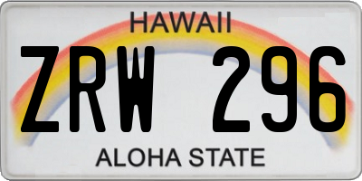 HI license plate ZRW296