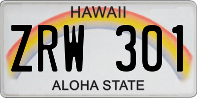 HI license plate ZRW301