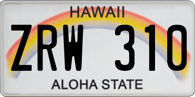 HI license plate ZRW310