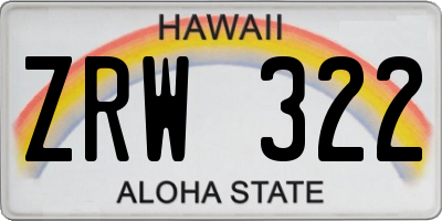 HI license plate ZRW322