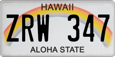 HI license plate ZRW347