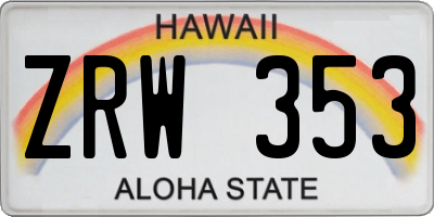 HI license plate ZRW353