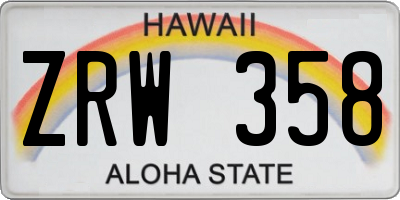 HI license plate ZRW358