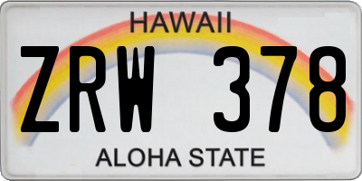 HI license plate ZRW378