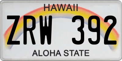 HI license plate ZRW392