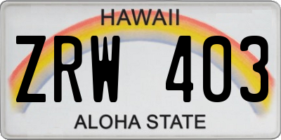 HI license plate ZRW403