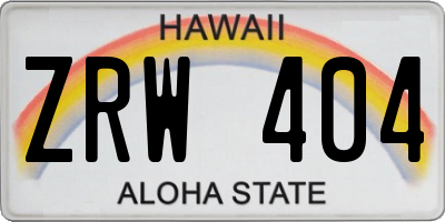 HI license plate ZRW404